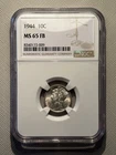 1944 Mercury Dime Silver NGC MS 65 FB