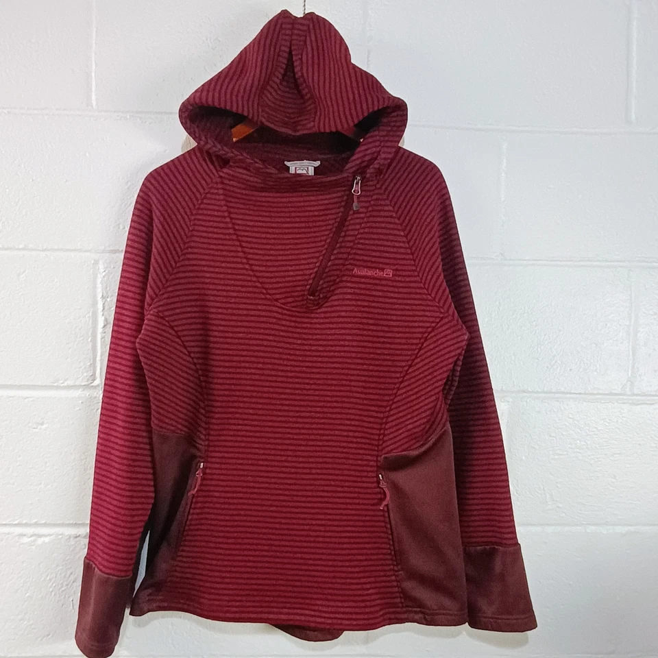 Avalanche толстовка с капюшоном 1/4 молнии свитер бордовый штамп вязаный флис туризм карман XLARGE - Изображение 2 из 4