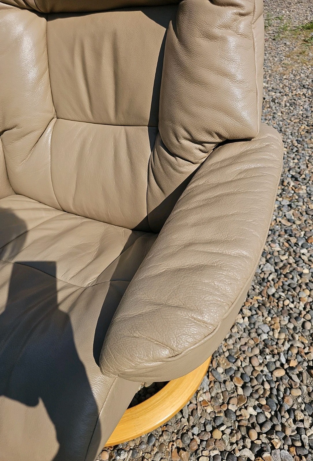 John Lewis Ekornes Stressless Style Chair With Footstall Beige Leather — image 12