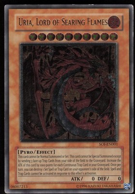 Uria, Lord of Searing Flames SOI-EN001 Ultimate Rare EURO ENHANCED YU-GI-OH 
