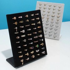 2 X L-Shaped 50 Slot Ring Display Stand Earring Jewelry Holder Black And Gray