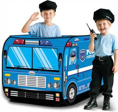 Kinderzelt Polizei Spielhaus Faltbar 112x70x70 cm Ges