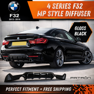 BMW 4 Series F32 M Performance Style Rear Diffuser Gloss Black 2013-2019