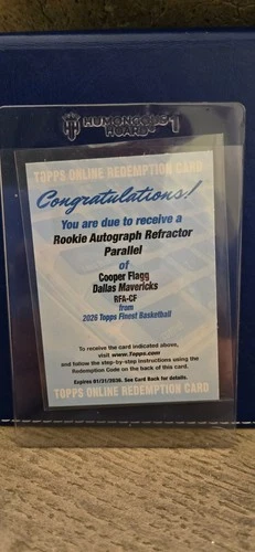 Cooper Flagg Auto Refractor Parallel Rookie Topps Finest Redemption Mavs  RFA-CF