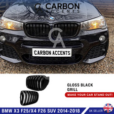 BMW X3 X4 F25 F26 Gloss Black Grill Grille Double Slat 2014-2018