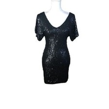 As U Wish Black Stretch Matte Sequin Mini Dress Small S Homecoming Party Sexy