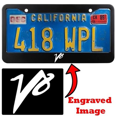 Engraved Black License Plate Frame - Lotus Esprit V8 Logo #2