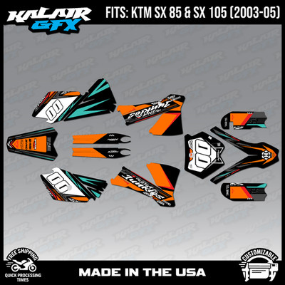 Graphics Kit for KTM 85SX 105SX SX85 SX105 (2003-2005) Rugged - Orange