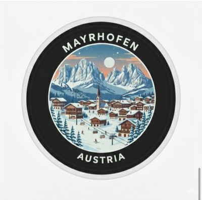 Mayrhofen Österreich WINTER Skigebiet Skifahren 3'' Dye Sublimation Patch Badge