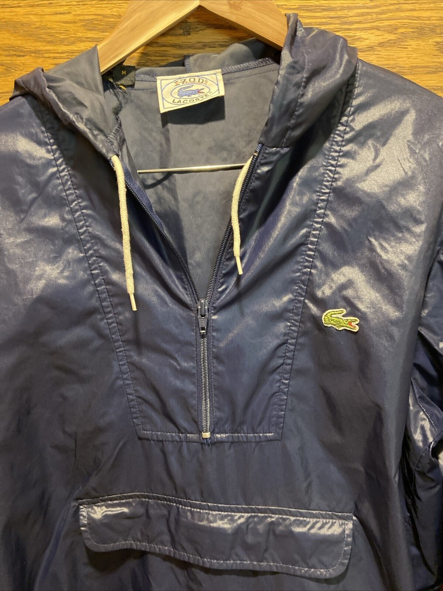 Vintage Lacoste Jacket Adult Blue Windbreaker Kangaroo Pouch Croc