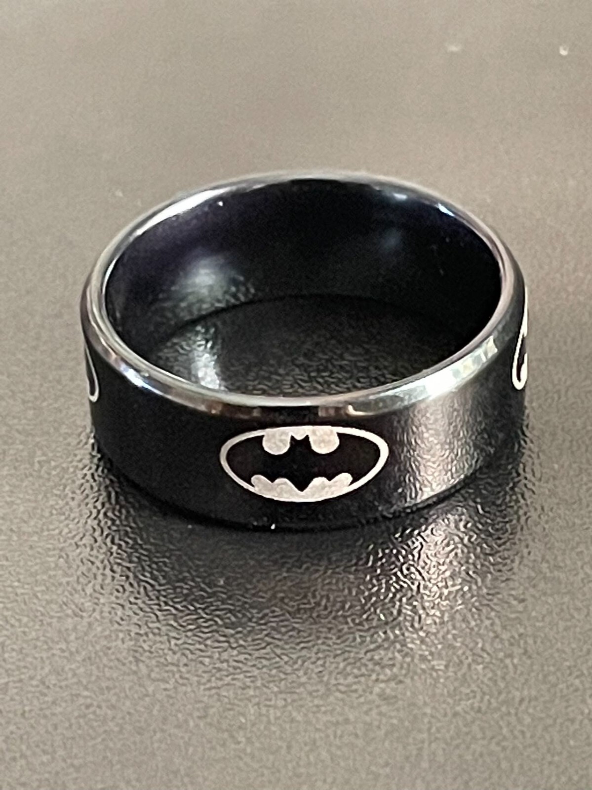 8mm Black Batman Ring Stainless Steel Rings for Mens Engagement Wedding ...