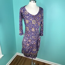 Sophie Max wrap dress Purple  Regal Floral Print Size Small EUC