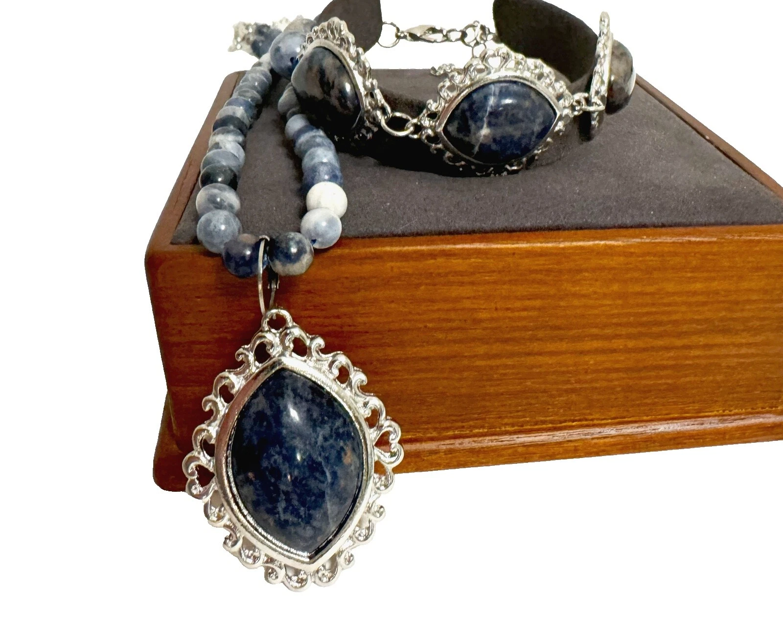 Sodalite Stone Fashion Jewelry Brass Plated