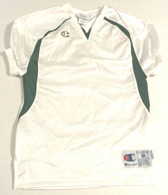 Champion Challenger V-Neck Football Game Jersey White/Green, Yth Med, Free Ship!