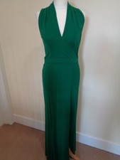 MONSOON BRAND NEW GREEN SLEEVELESS WRAP EFFECT EVENING DRESS - SIZE 10 - PROM