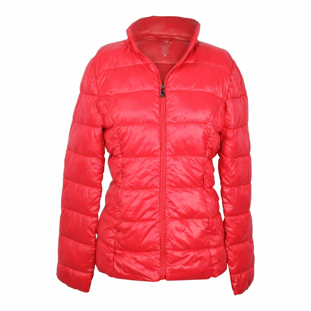 Bright red puffer clearance jacket