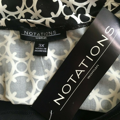 notations womens black and white layered top size 3X short sleeve tie front new - Picture 10 of 12