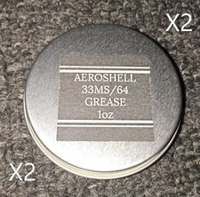 Two AeroShell 33MS/64 Barrel  Nut Lithium Synthetic Grease-Mil Spec - 1oz Jars