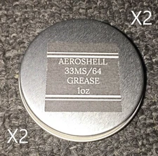 Two AeroShell 33MS/64 Barrel & Nut Lithium Synthetic Grease-Mil Spec - 1oz Jars