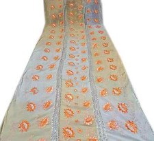 Heavy Vintage Dupatta Georgette Embroidered Cream Long Stole Wrap scarf Hijab
