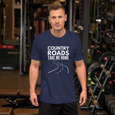 Country Roads Take Me Home Mens T Shirt Black Blue Country Music John Denver