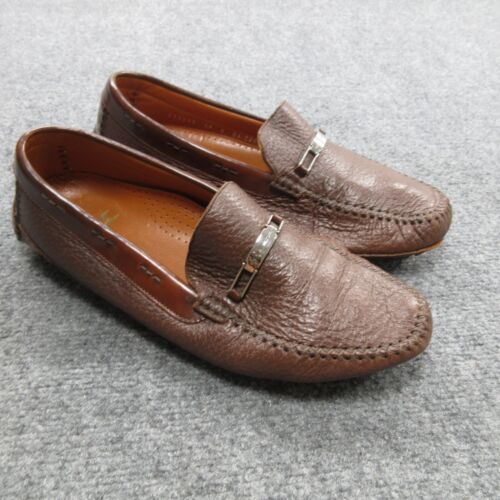 Moreschi Mens Loafers Sz 9 Brown Pebble Leather Round Toe Slip On Shoes 222253