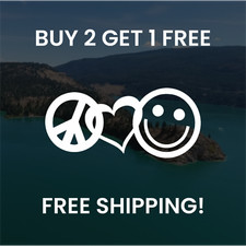 PEACE LOVE HAPPINESS Vinyl Decal Sticker