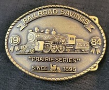 Railroad Savings Belt Buckle Prairie Series 1986 New Never Used 3.5"x 2.5"