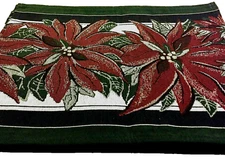 New 6Pc Set Poinsettia Fabric Placemat Tapestry Burgundy Christmas Holiday 13x17