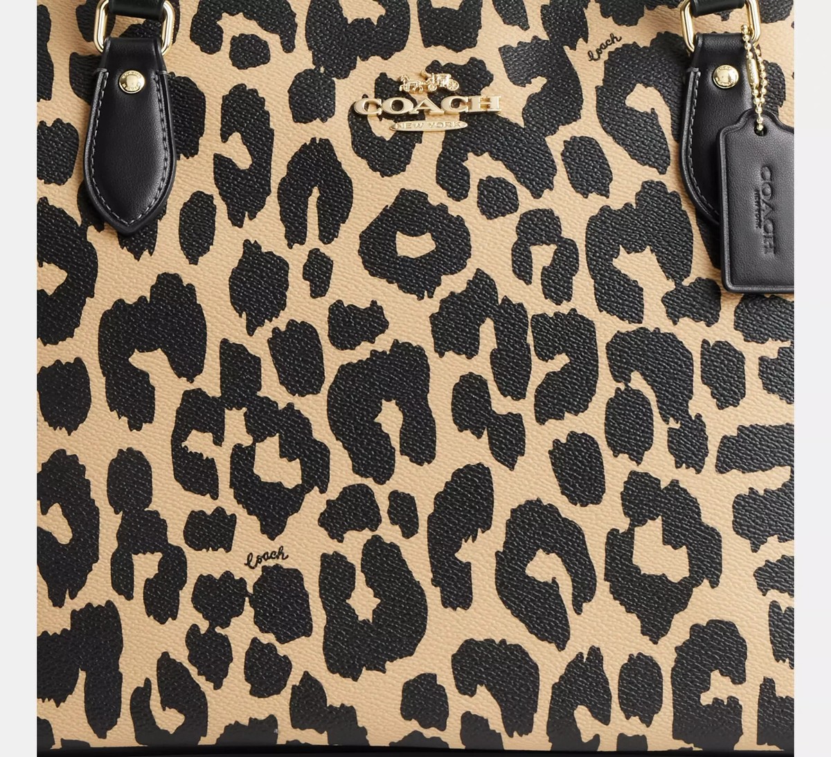NWT Coach CY347 Gallery Tote Bag With Leopard Print Brown