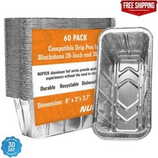 60-PACK BLACKSTONE GREASE CUP LINERS Griddle Drip Pan Disposable Aluminum Foil