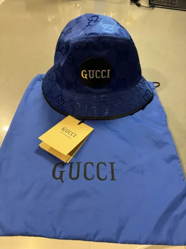 GUCCI - Blue/black Trim NWT Monogram Bucket Hat / With Dust Bag To Storage It.