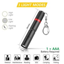 for MINI LED Key Light Key Ring Torches 3 Mode Flashlight Super Bright Light