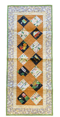Artisan Made  Quilted Table Runner Herb Theme 14.5'' x  36'' NEW