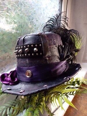 Steampunk Tall Top Hat Hand Stunning unique L  UK