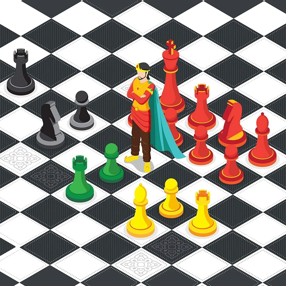 Tradizionale Antico Indiano Scacchi Gioco per Bambini & Famiglia 2 -4 Età 6 Anni - Immagine 4 di 4