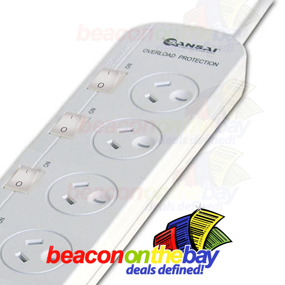Sansai 6 Way Surge Protected Power Board Extra Spaced Sockets individual switch - Image 3 of 3