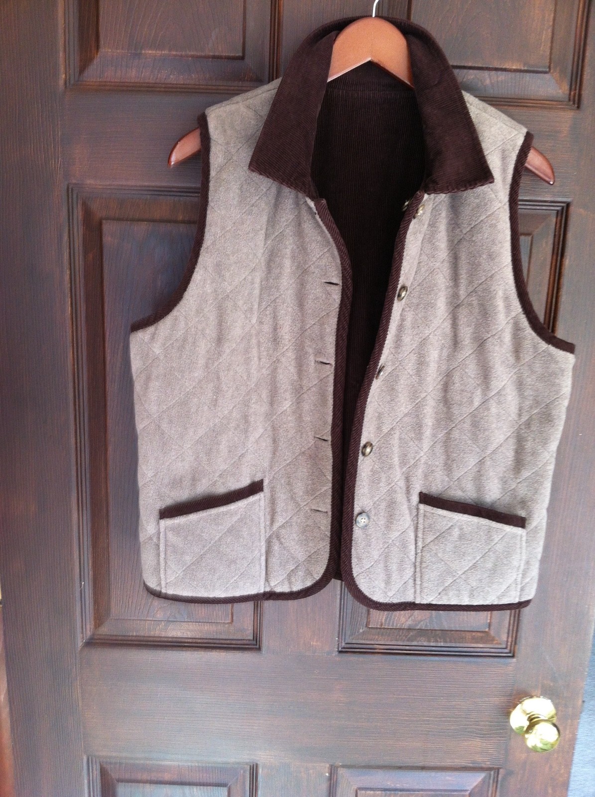 TALBOTS REVERSIBLE VEST BROWN MEDIUM - image 1