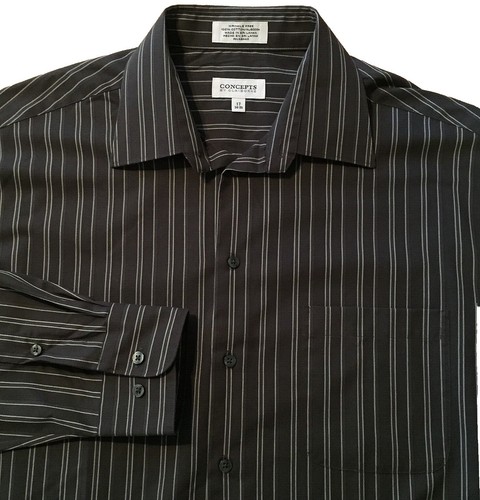 CONCEPTS By Claiborne Mens Striped Dress Shirt Gray Purple Size 16-32/33 |  eBay