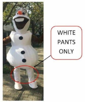 Snowman Olaf WHITE PANTS Mascot Costume Adult Birthday Party Girl Boy Cosplay 