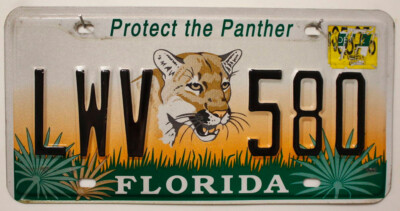 Florida Nummernschild USA Kennzeichen US License Plate Motiv : Panther Raubkatze
