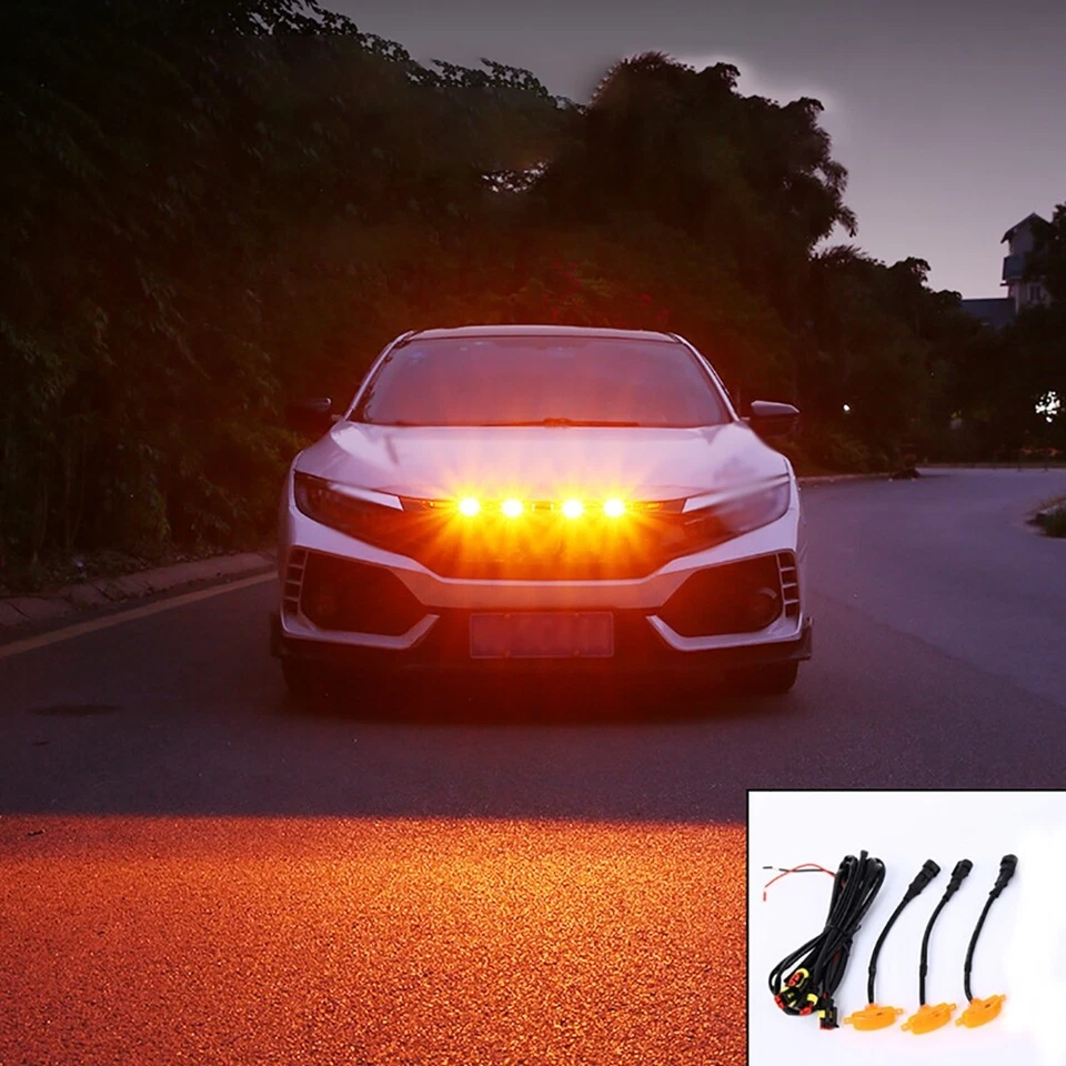 Para Ford F-150 Raptor grade frontal lente âmbar lâmpada LED luz de circulação universal 3x - Imagem 4 de 4