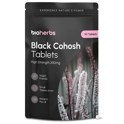 BIOHERBS Black Cohosh Tablets Menopause Relief - High Strength 200mg (90 Tablets)