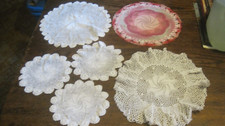 VINTAGE CROCHET LOT OF 6 PINWHEEL DESIGN DOILY/DOILIES ASST. SIZES
