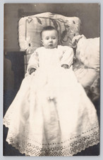 RPPC Baby in White Gown - Baptism Christening vintage UNP Postcard f7