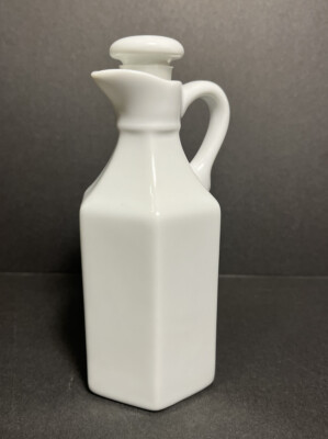 XCell White Ceramic 6-Sided Oil or Vinegar Cruet, Soy Sauce Bottle with Stopper