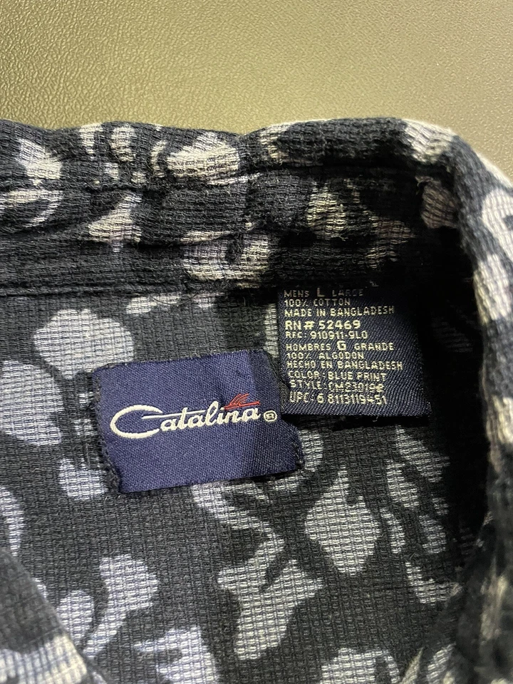 Camisa Catalina De Colección Para Hombre Grande Abotonada Rayas Años 80 Náutica Hawaiana 109 Foto 3 de 4