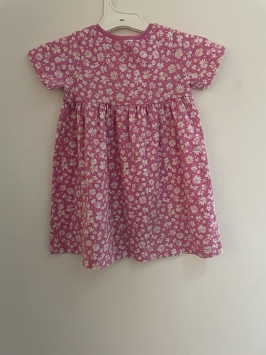 Old Navy Baby Mädchen Blumen Baumwollmischung Fit & Flare Kurzarm Kleid rosa 12-18 - Bild 3 von 4