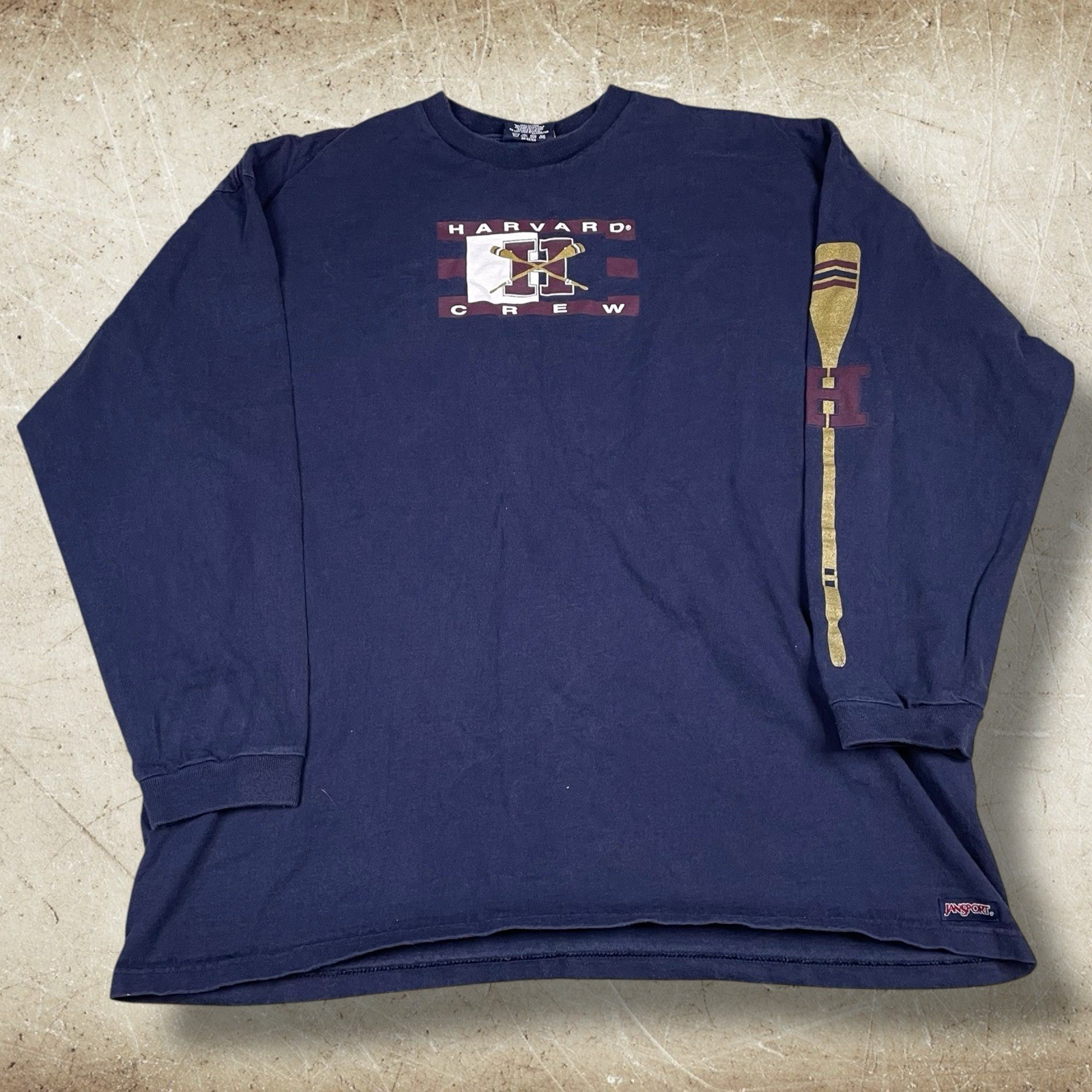 FILA Camicia vintage Jansport Harvard Crew Rowing manica lunga uomo 2XL cotone USA anni '90