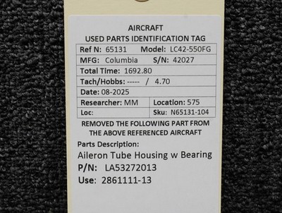 LA53272013 (Use: 2861111-13) Columbia LC42-550FG Aileron Tube